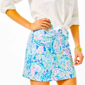 Lilly Pulitzer High Waisted Jonas Skirt Skort Dream Teal Blue Pink Paisley | 14